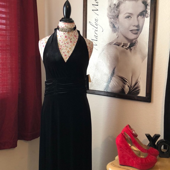 Dresses & Skirts - Velvet Black Halter Dress • NWT •